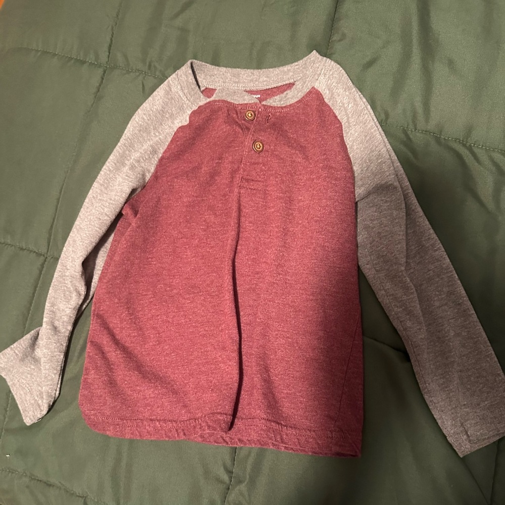 Jumping Beans Maroon and Gray Long Sleeve Tee